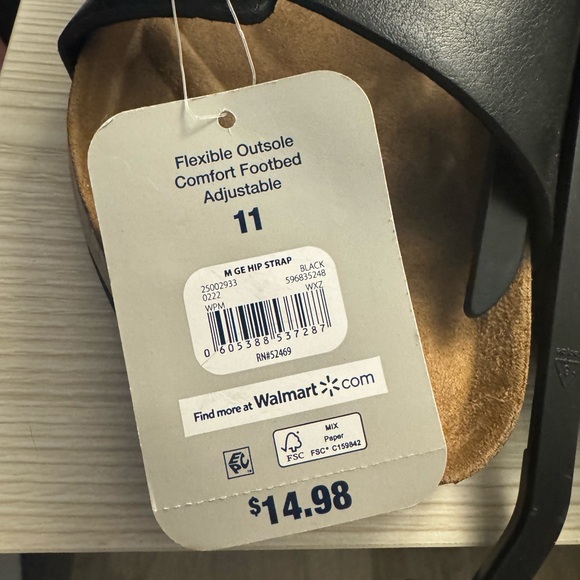 New Men’s Flexible Outsole Comfort Footbed Adjustable Two Strap Sandals Size 11 - Picture 2 of 4